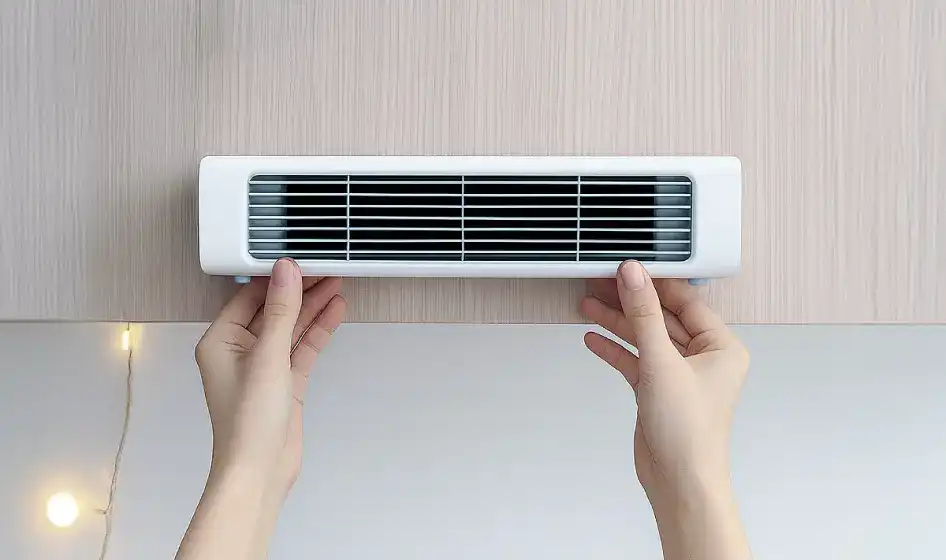 Qinux BreezaMax bladeless portable fan in home setting